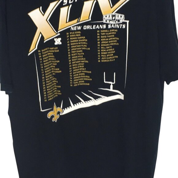 New Orleans Saints Shirt Mens XL Black NFL Football Super Bowl XLIV Roster Tee - Picture 9 of 16